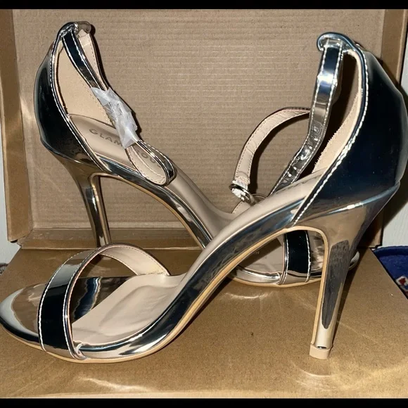 ASOS Shoes Asos Glamorous Silver Mirror Barely There Heeled